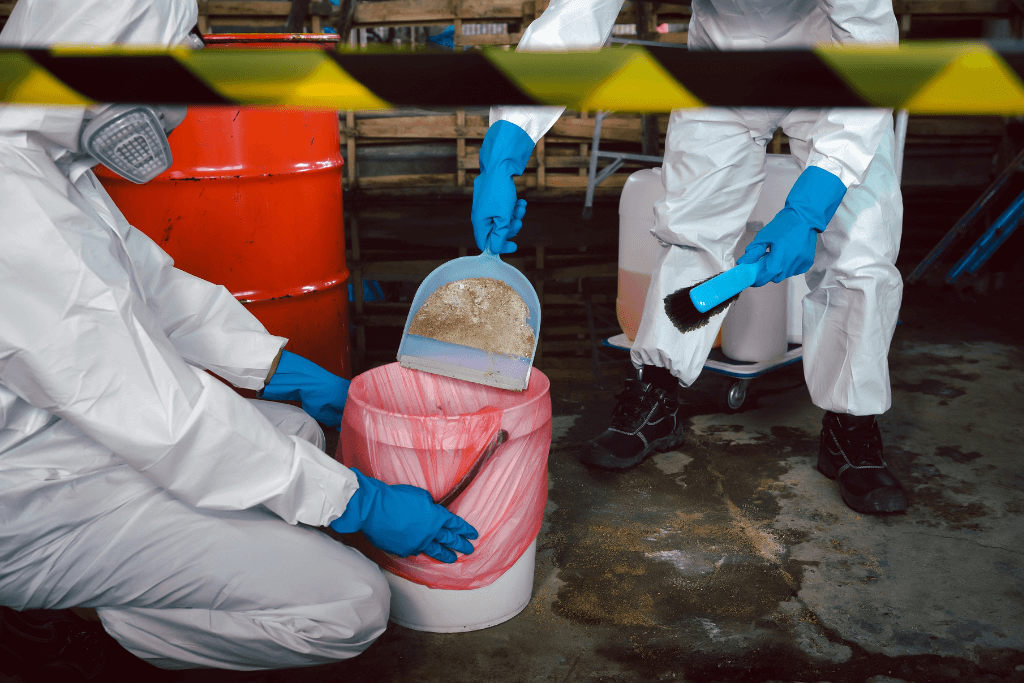 Biohazard cleanup at a warehouse in Titusville, FL
