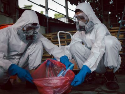 technicians performing a biohazard cleanup in Oviedo, FL