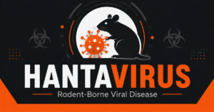 Hantavirus Awareness Graphic With Rodent and Virus Illustration for Rodent-Borne Contamination Risks