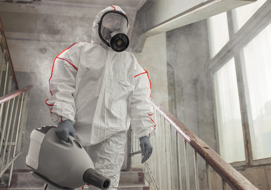 Biohazard Cleanup Technician Performing Hantavirus Disinfection Services in Central Florida