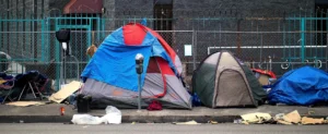 A homeless encampment in need of biohazard cleanup in Melbourne, FL