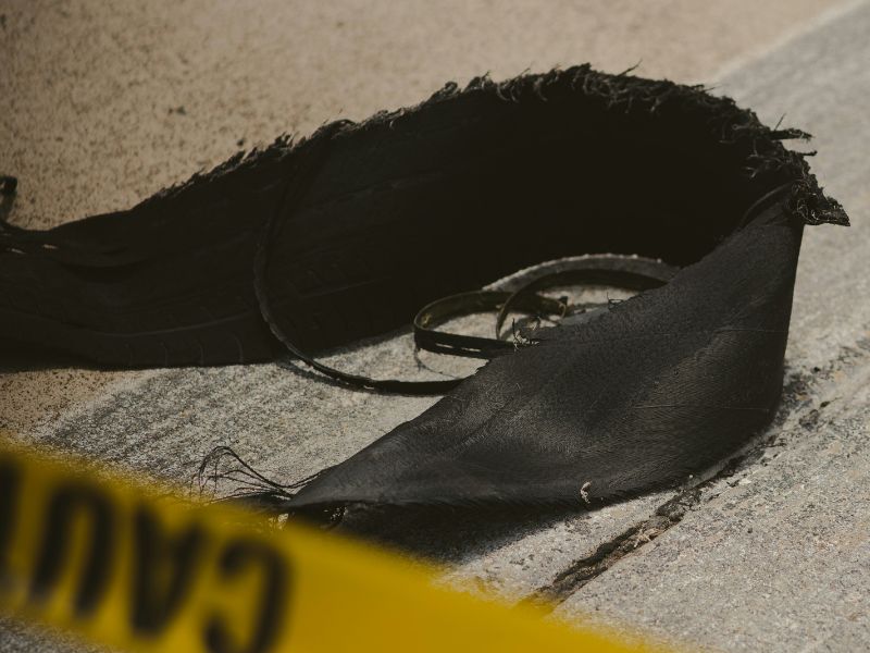 Torn Tire at a Crime Scene Cleanup in Brevard County, FL